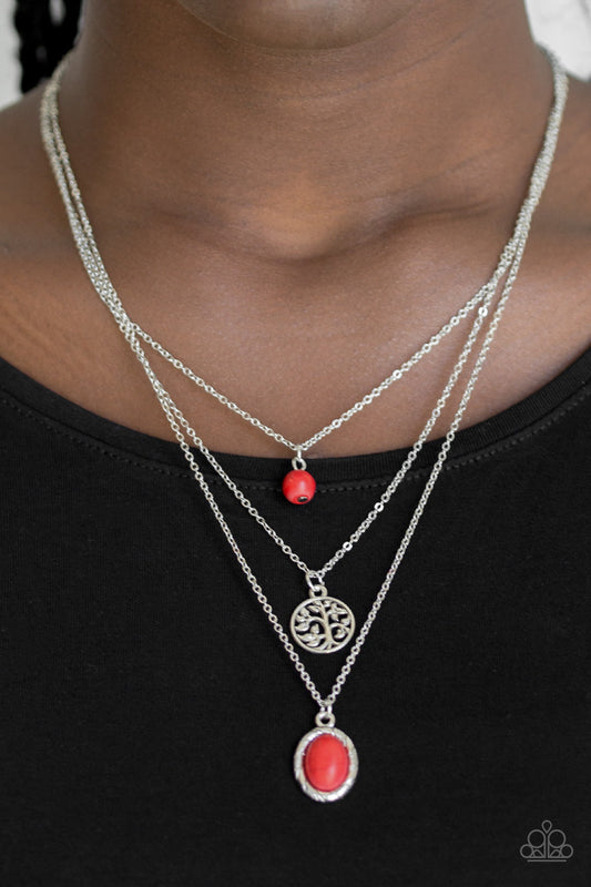 Southern Roots - Red  ~ Paparazzi  Layered (2+ Strands) Necklace