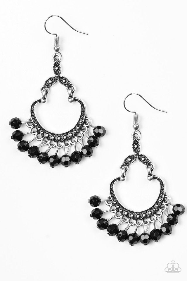Babe Alert — Black & Silver Chandelier Earrings