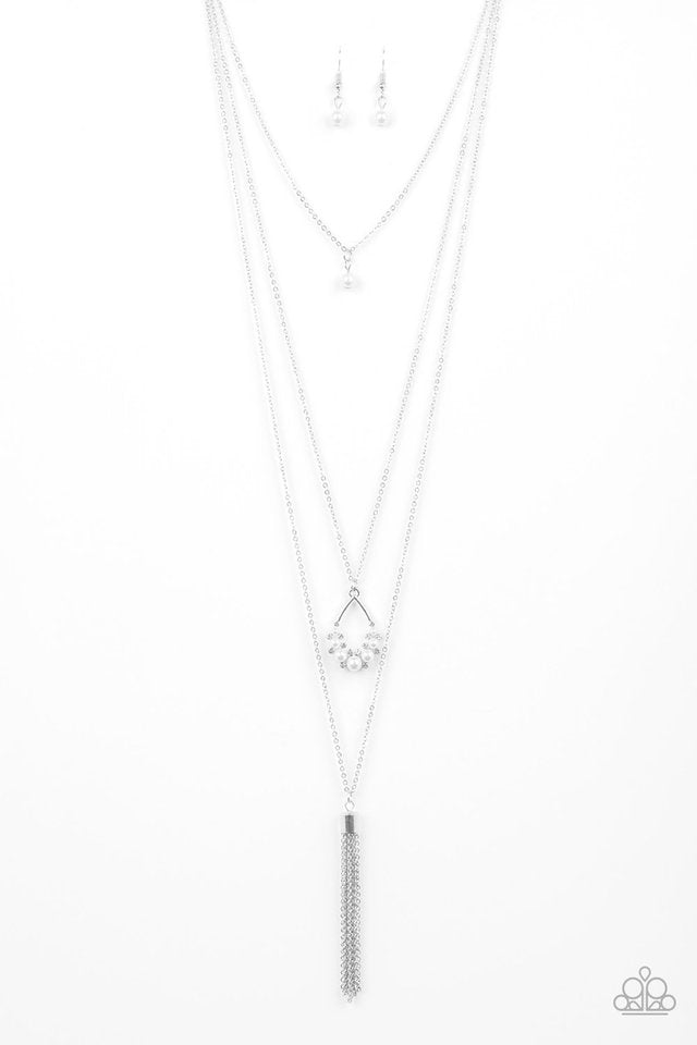 Be Fancy  - White  ~ Paparazzi Layered Look (2+strands) Necklace