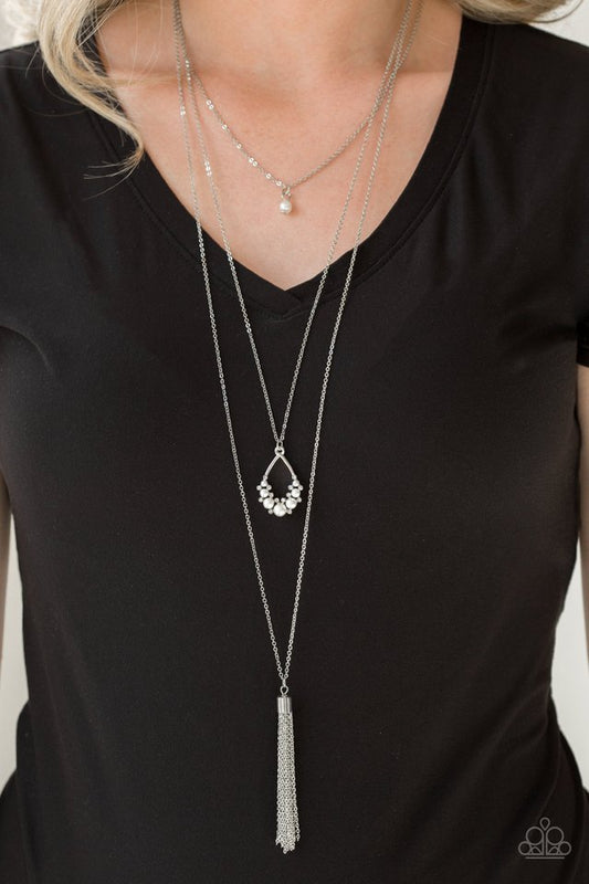 Be Fancy  - White  ~ Paparazzi Layered Look (2+strands) Necklace