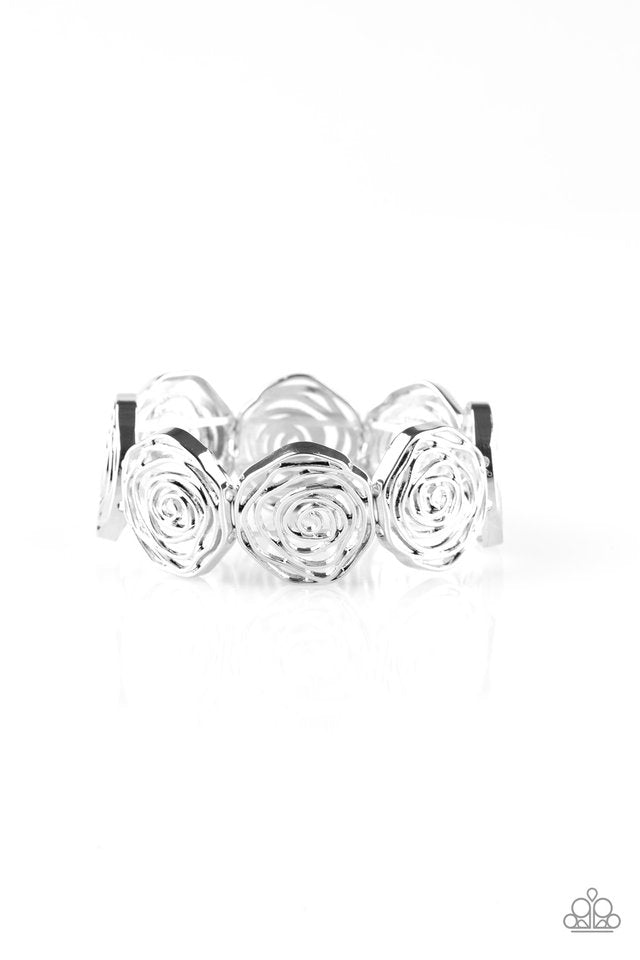 Beat Around The ROSEBUSH - Silver  ~ Paparazzi Stretch Bracelet