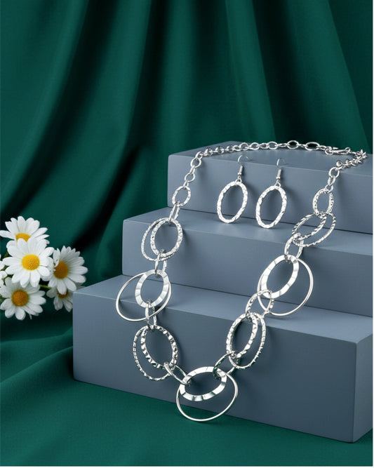 Bend OVAL Backwards - Silver  Necklace