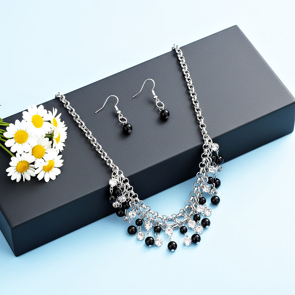 You May Kiss The Bride - Black  Necklace
