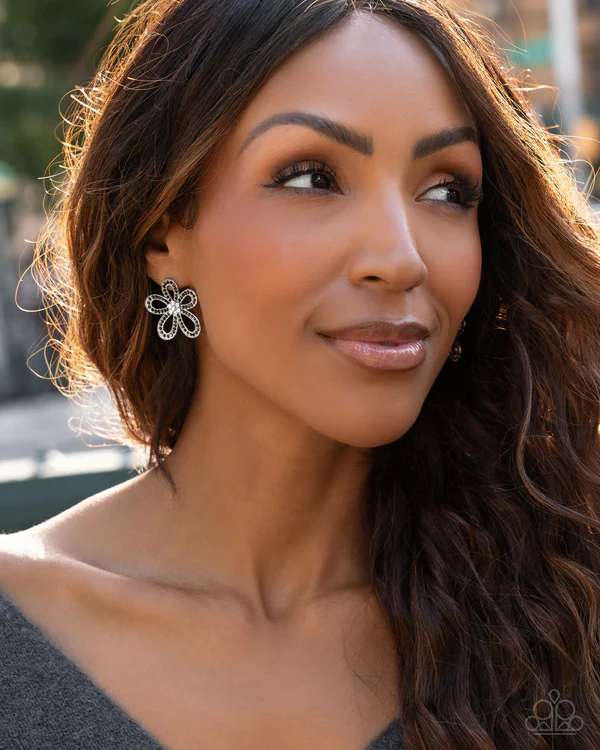 Blooming Belle - Black - Paparazzi Post Earrings