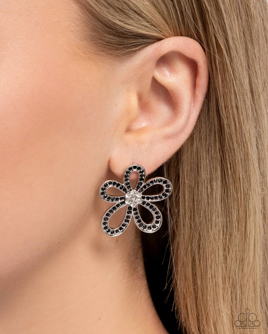 Blooming Belle - Black - Paparazzi Post Earrings