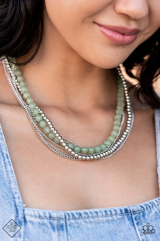 Boardwalk Babe - Green  ~ Paparazzi Layered (2+ Strands) Necklace