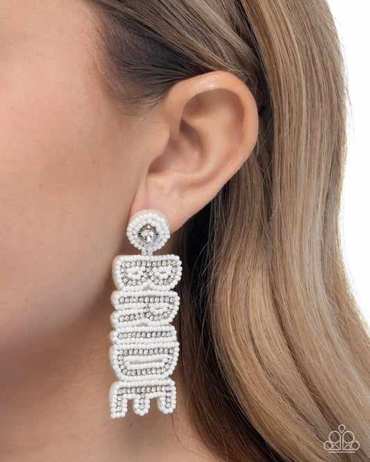 Bridal Beading - White ~ Paparazzi Post Earrings