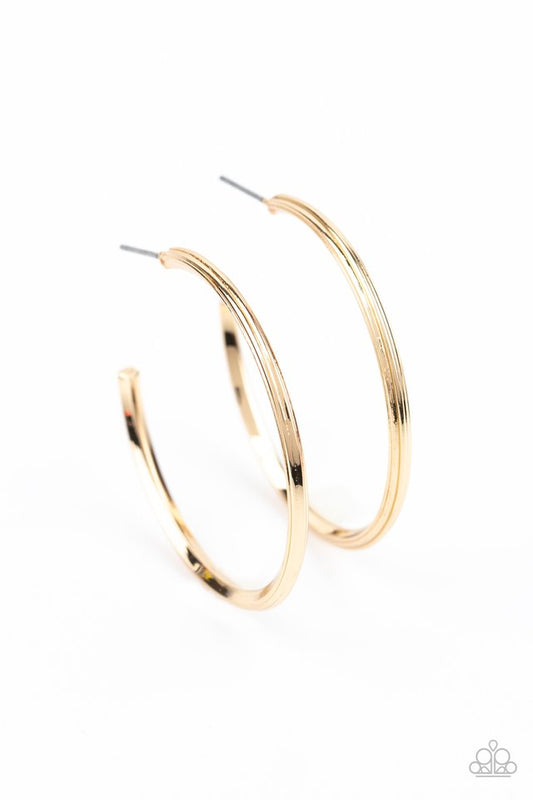 Chic As Can Be - Gold ~ Paparazzi Hoop Earrings