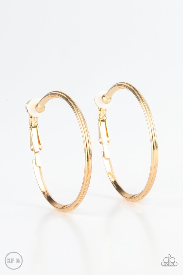 City Classic - Gold ~ Paparazzi  CLIP-ON Hoop Earrings