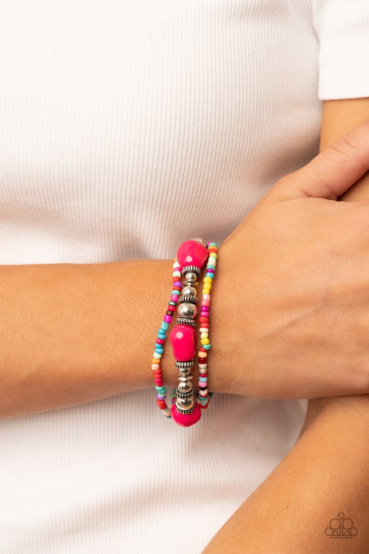 Confidently Crafty - Pink  ~ Paparazzi Stretch Bracelet