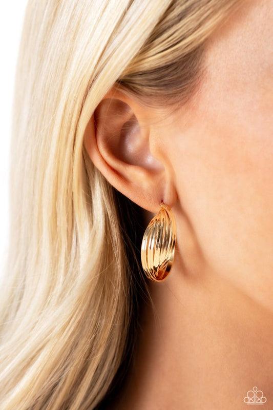 Curvy and Worthy - Gold ~ Paparazzi Hoop Earrings