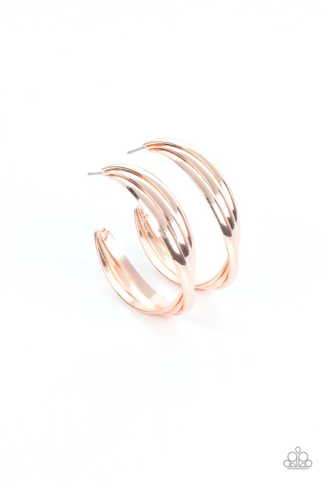 Curvy Charmer - Rose Gold   ~ Paparazzi Hoop Earrings
