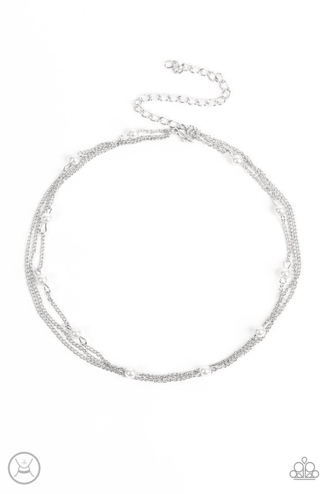 Daintily Dapper - White  ~ Paparazzi  Choker (14-16") Necklace