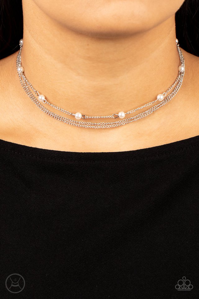 Daintily Dapper - White  ~ Paparazzi  Choker (14-16") Necklace