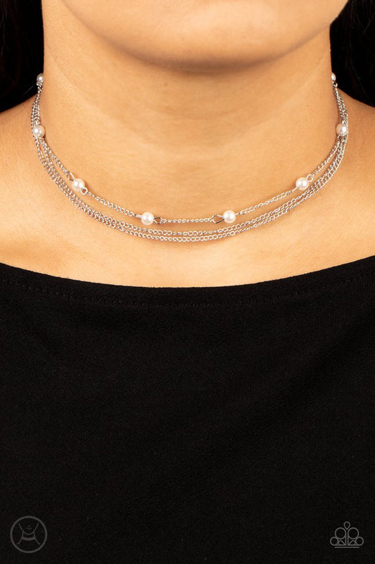 Daintily Dapper - White  ~ Paparazzi  Choker (14-16") Necklace