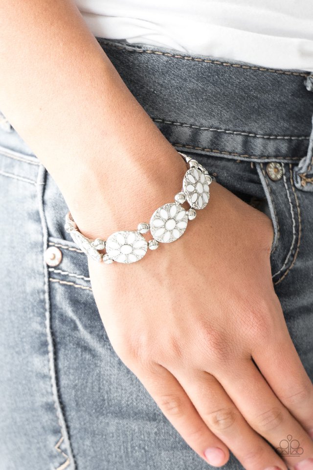 Dancing Dahlias - White  Bracelet