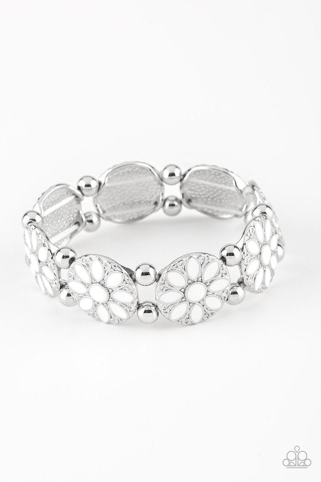 Dancing Dahlias - White  Bracelet