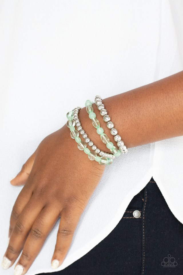 Delightfully Disco - Green  ~ Paparazzi Stretch Bracelet