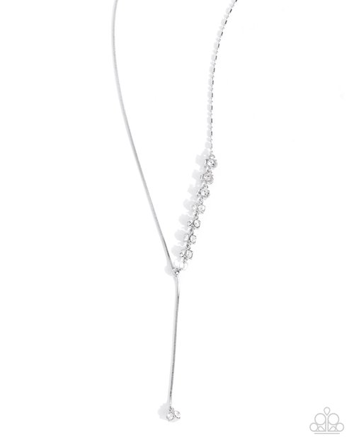 Drops Of Dazzle - White  ~ Paparazzi Matinee Length (20–24") Necklace