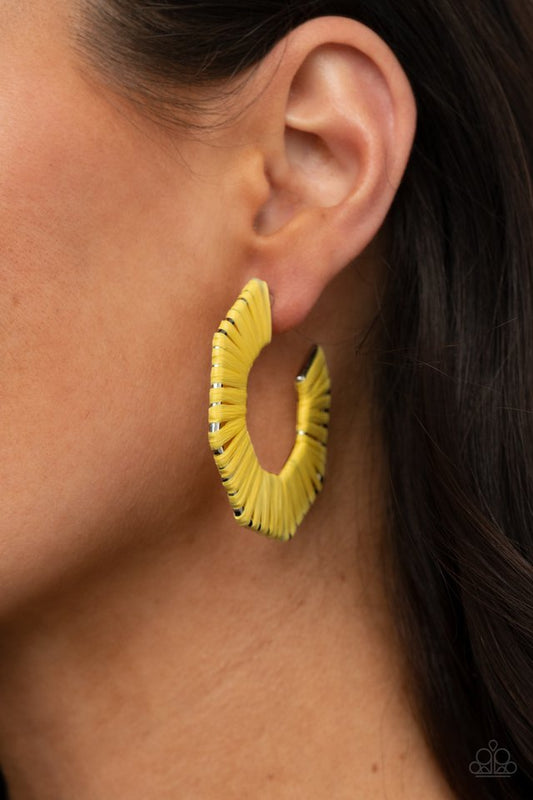 Fabulously Fiesta - Yellow ~ Paparazzi Hoop Earrings