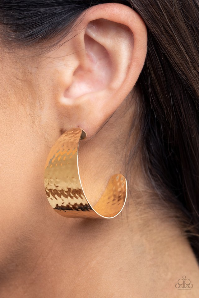 Flatten The Curve - Gold  ~ Paparazzi Hoop Earrings
