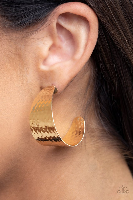 Flatten The Curve - Gold  ~ Paparazzi Hoop Earrings