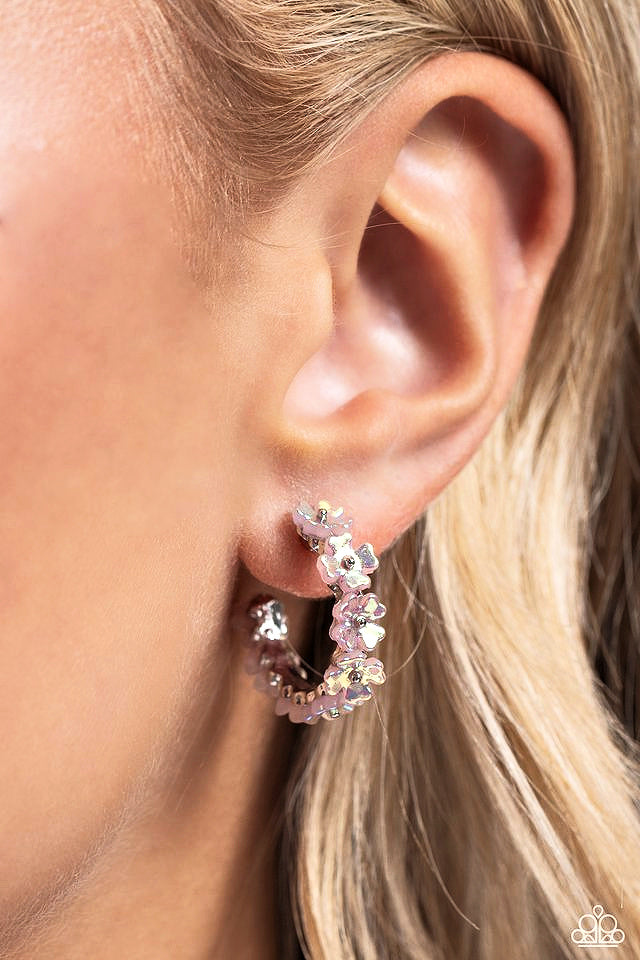 Floral Focus - Pink ~ Paparazzi Hoop Earrings