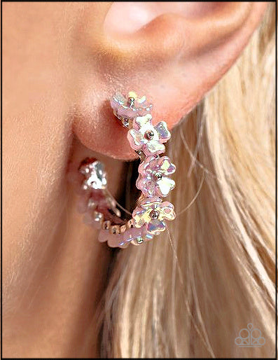 Floral Focus - Pink ~ Paparazzi Hoop Earrings