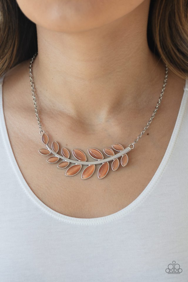 Frosted Foliage - Orange  ~ Paparazzi Statement Piece Necklace