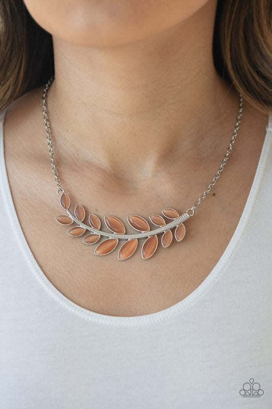 Frosted Foliage - Orange  ~ Paparazzi Statement Piece Necklace