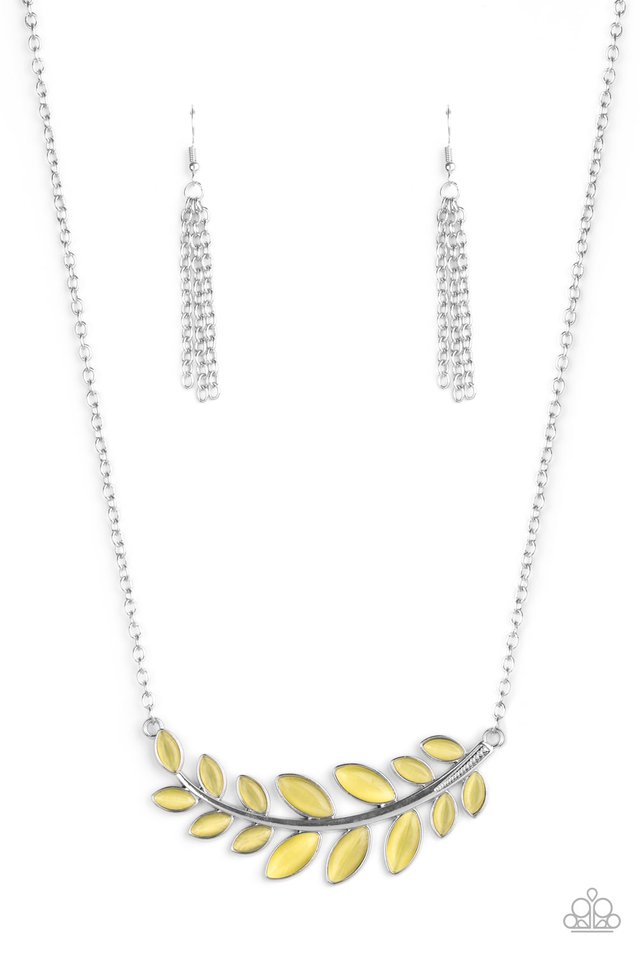 Frosted Foliage - Yellow  ~ Paparazzi Statement Piece Necklace