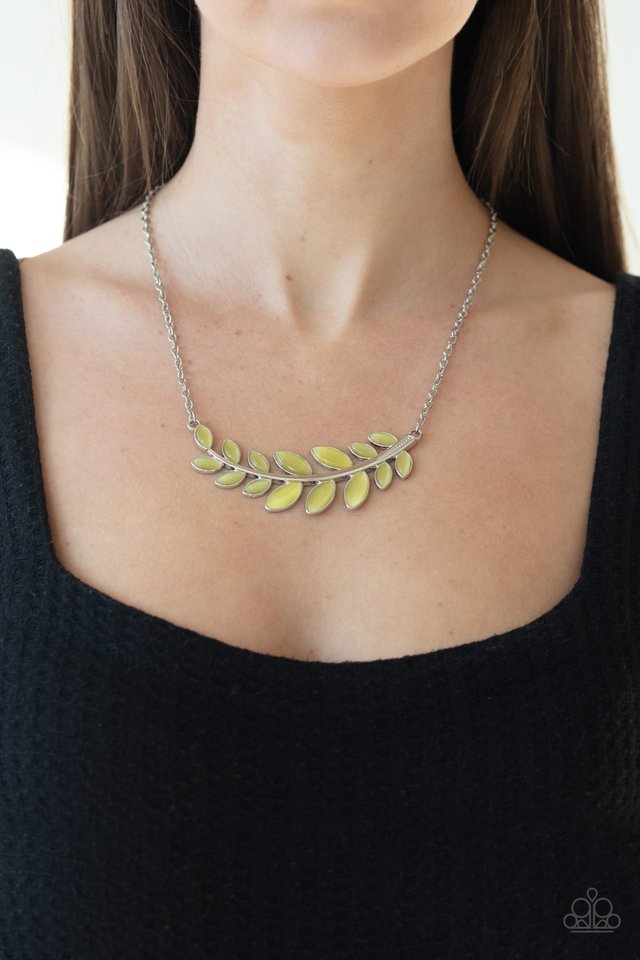 Frosted Foliage - Yellow  ~ Paparazzi Statement Piece Necklace