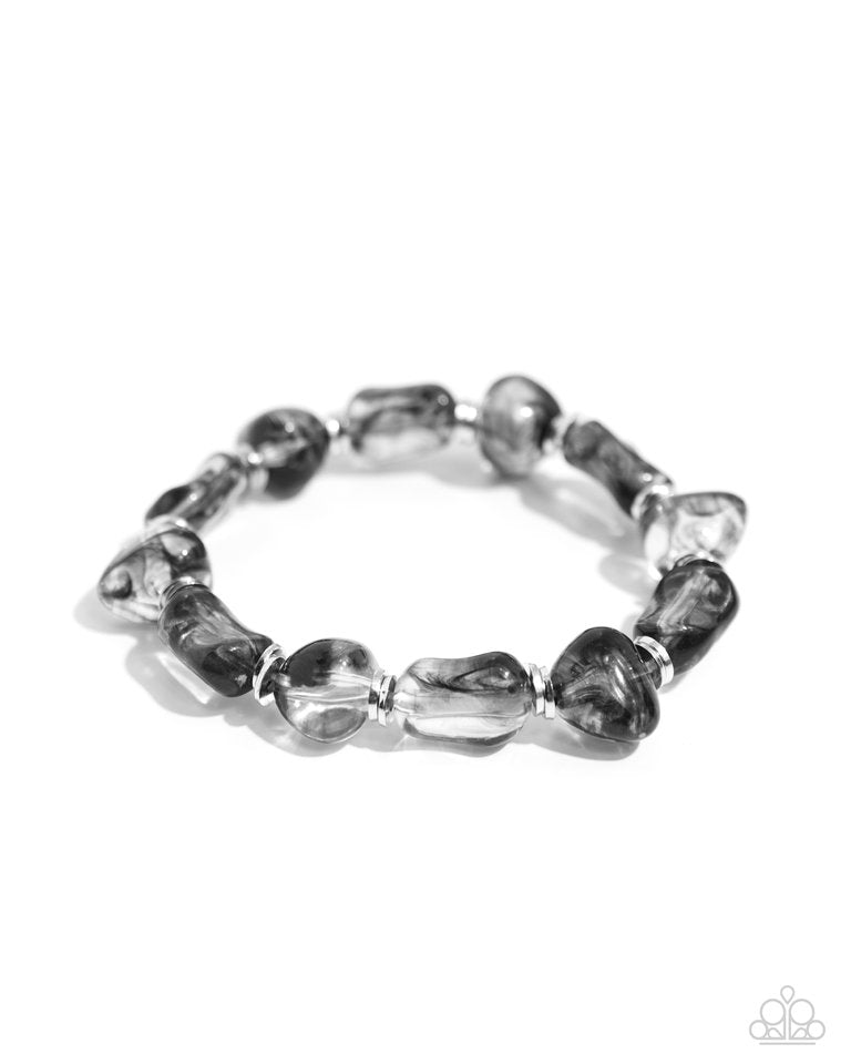 GLASSY Genre - Black  ~ Paparazzi Stretch Bracelet