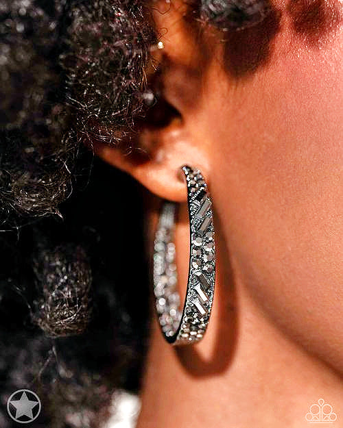 GLITZY By Association - Black ~ Paparazzi Hoop Earrings