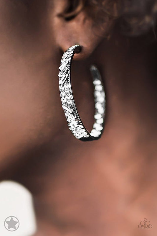GLITZY By Association - Gunmetal  ~ Paparazzi Hoop Earrings