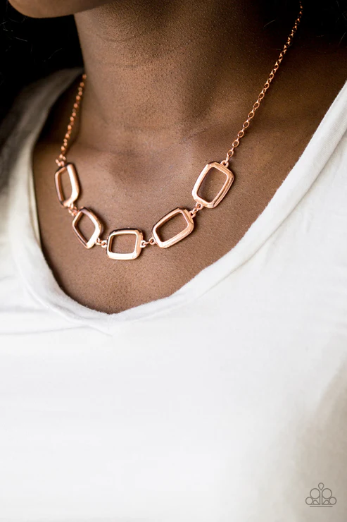 Gorgeously Geometric - Copper ~ Paparazzi Necklace