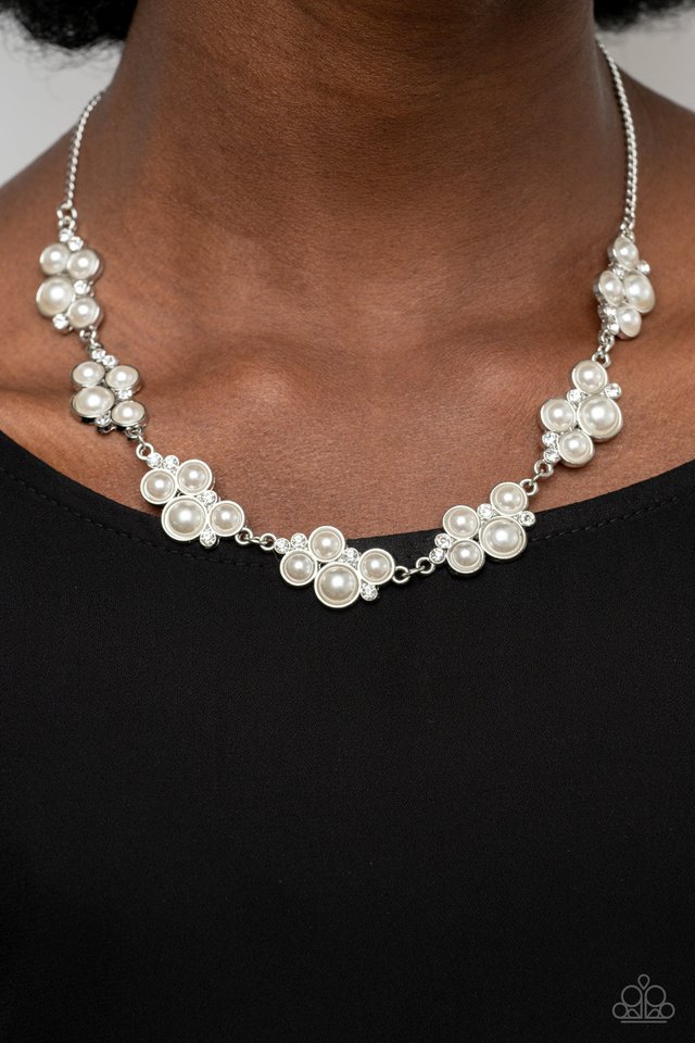 GRACE To The Top - White  ~ Paparazzi Princess Length  (18") Necklace