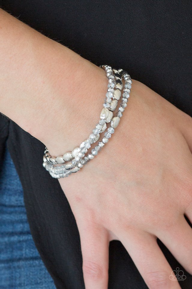 Hello Beautiful - Silver  ~ Paparazzi Stretch Bracelet