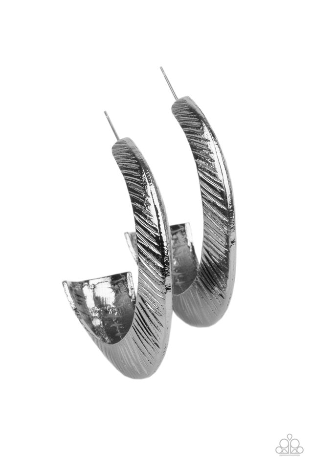 I Double FLARE You - Black/Gunmetal  ~ Paparazzi Hoop Earrings