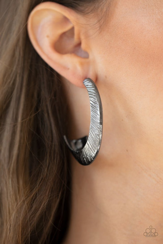 I Double FLARE You - Black/Gunmetal  ~ Paparazzi Hoop Earrings
