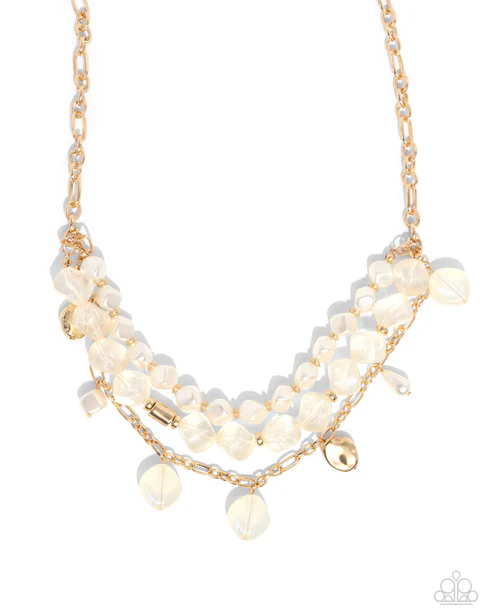 Cubed Cameo - Gold - Paparazzi Necklace & Glittery Gala - Gold - Paparazzi Bracelet Complete Set
