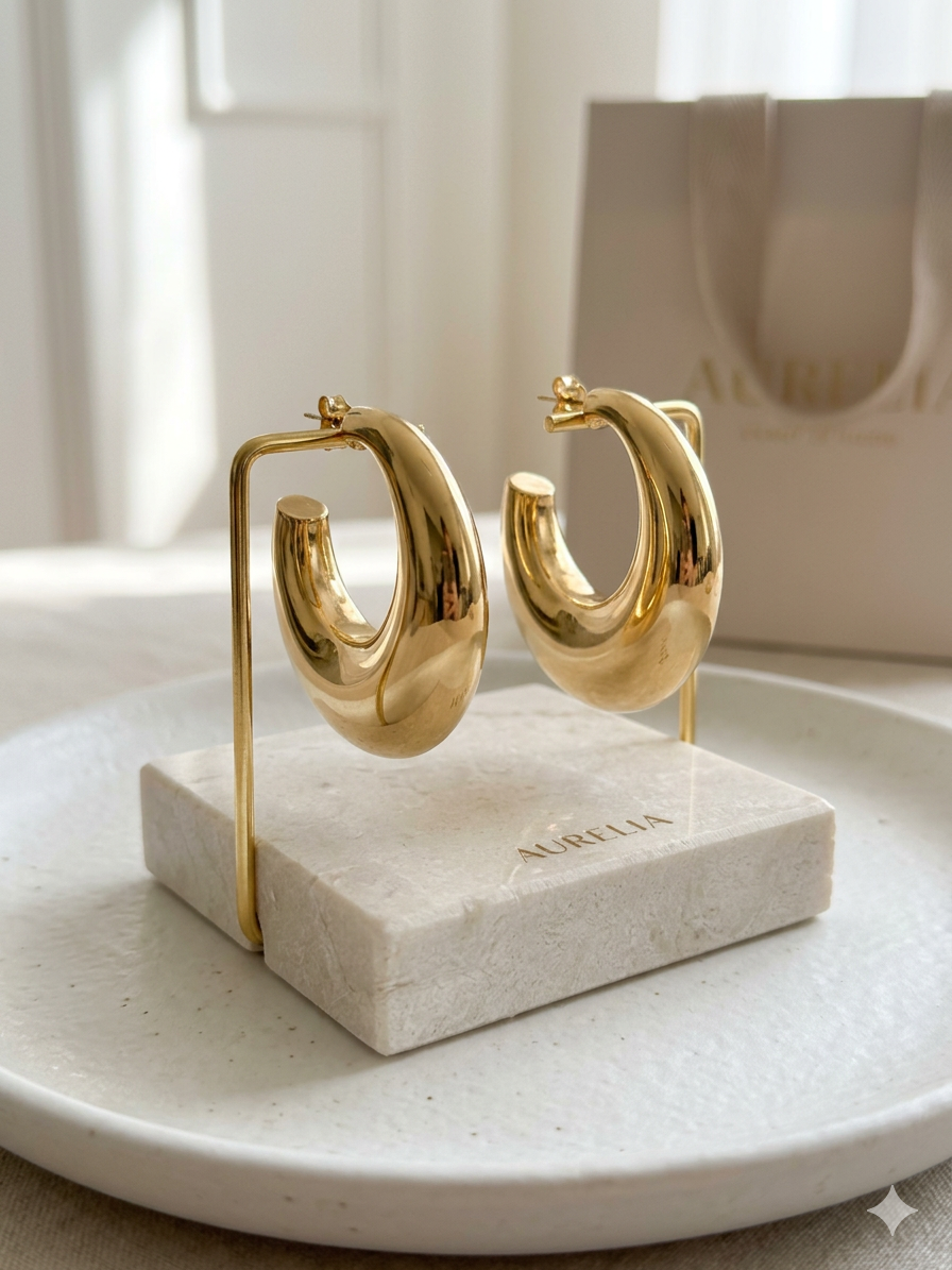 Chic CRESCENTO - Gold  ~ Paparazzi Hoop Earrings