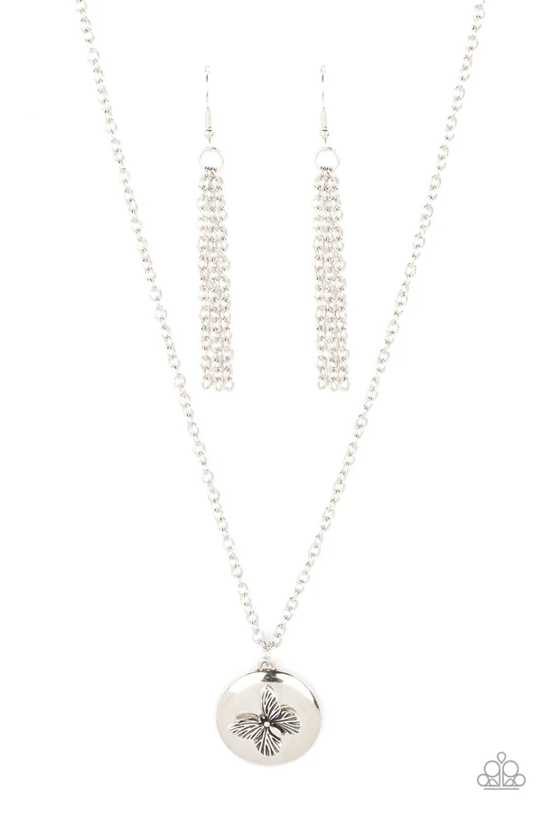 Monarch Meadow - Silver  Necklace