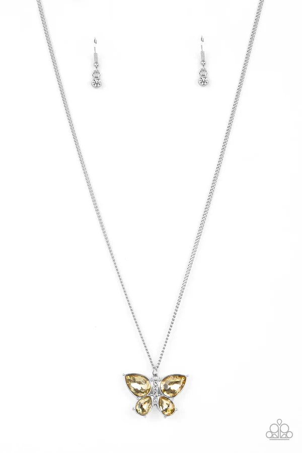 Free-Flying Flutter - Yellow  Necklace
