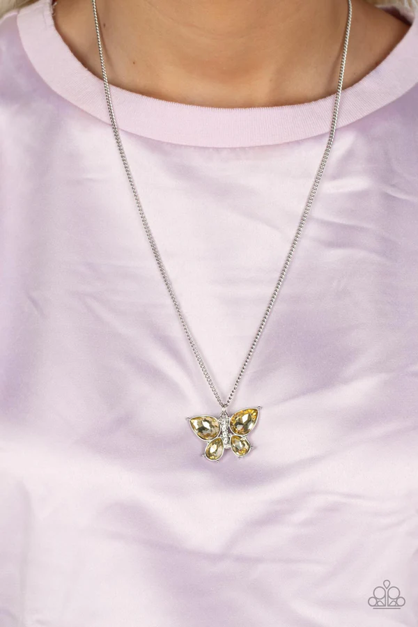 Free-Flying Flutter - Yellow  Necklace