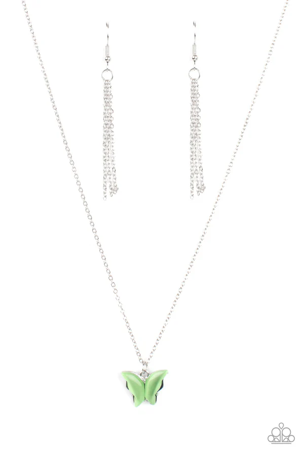 Butterfly Prairies - Green  Necklace