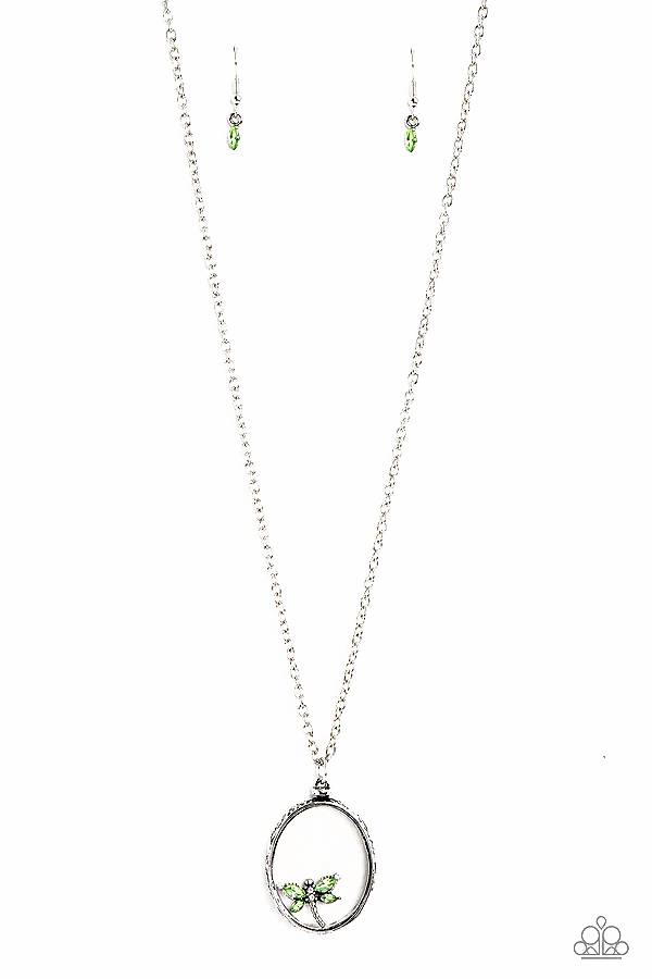 Dynamic  Dragonfly - Green  Necklace