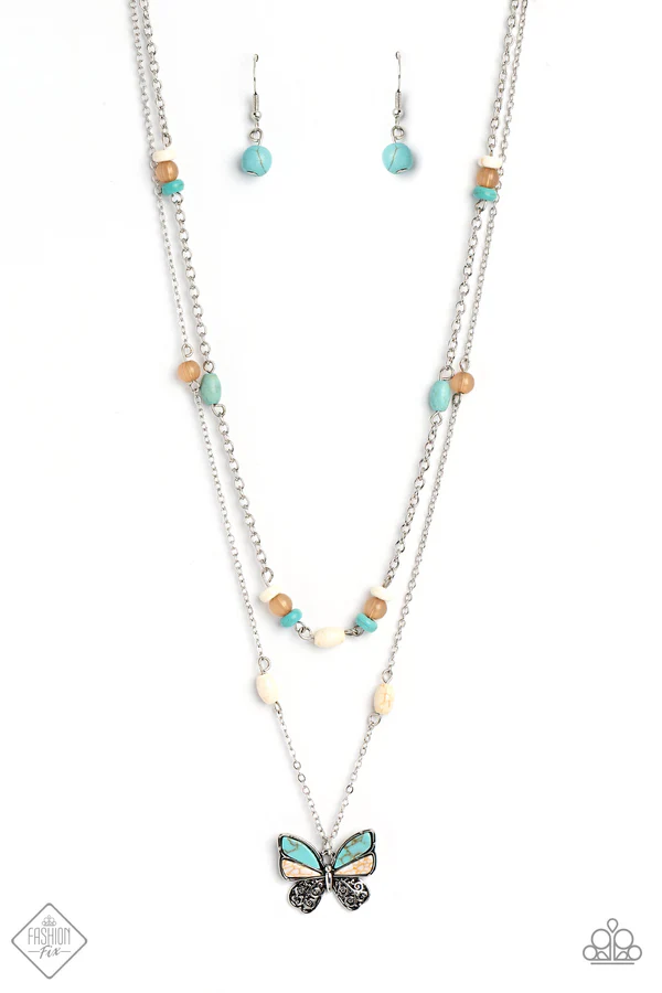 Free-Spirited Flutter - Blue  Necklace