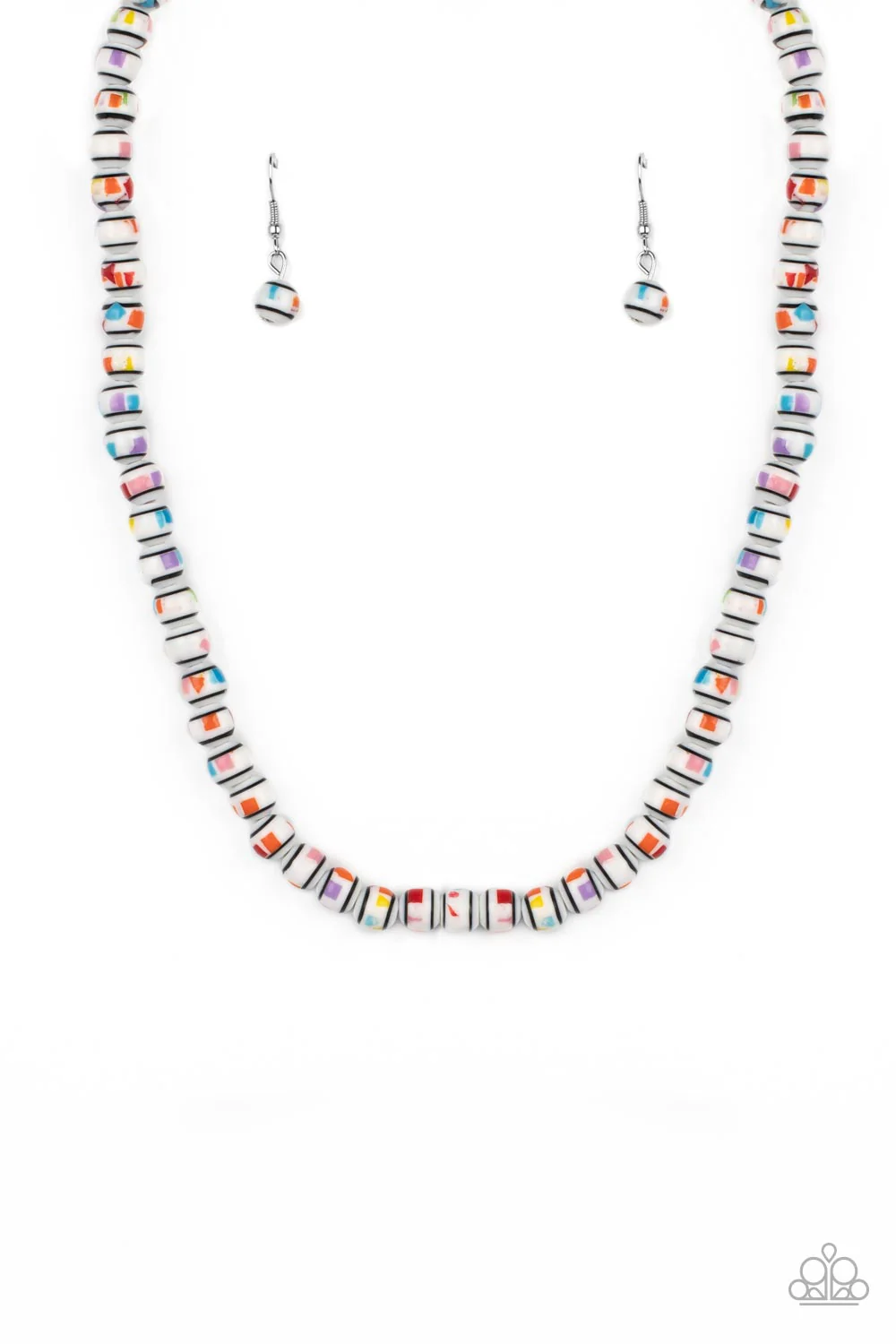 Gobstopper Glamour - White/ Multi Colored  Necklace