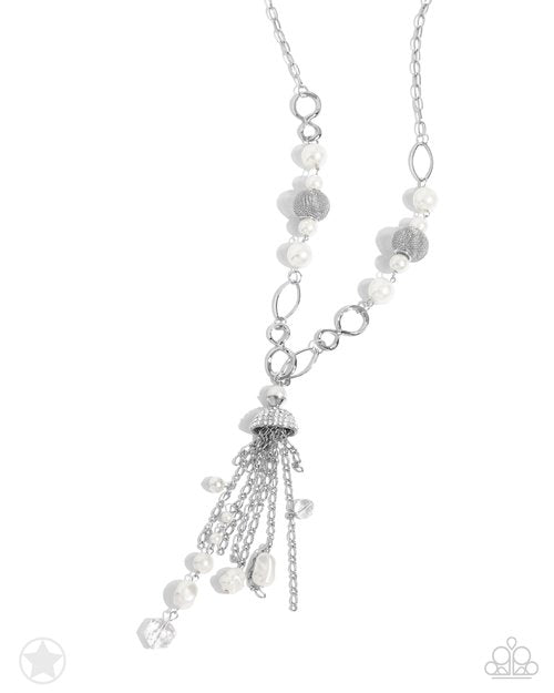 Designated Diva - White  ~ Paparazzi Matinee Length (20–24") Necklace